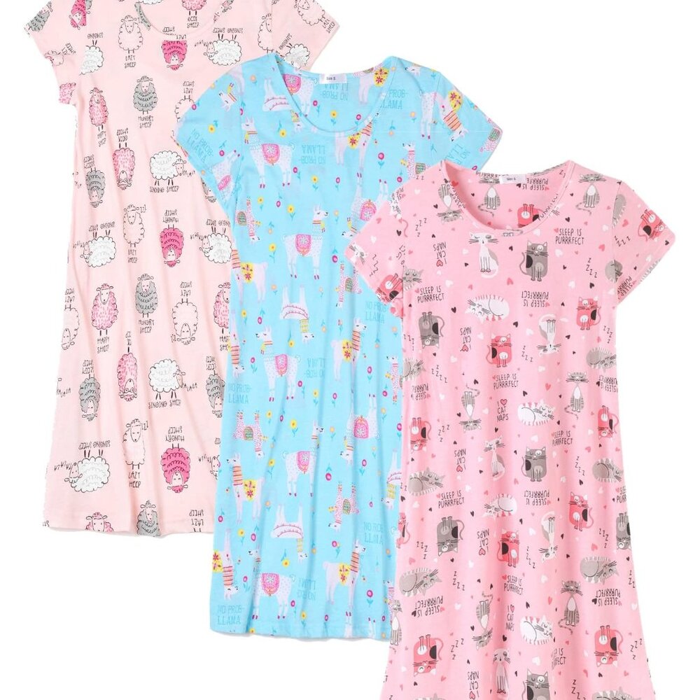 Soft Cotton Nightgowns 3 Pack Sleep Shirts Loose Fit Minimal Chic Lounge